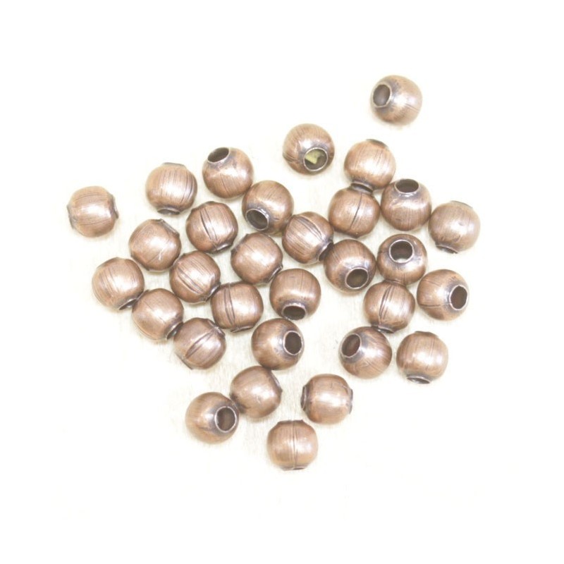 Perles métal - Rondes 009 - 3mm - Cuivré - Lot de 100