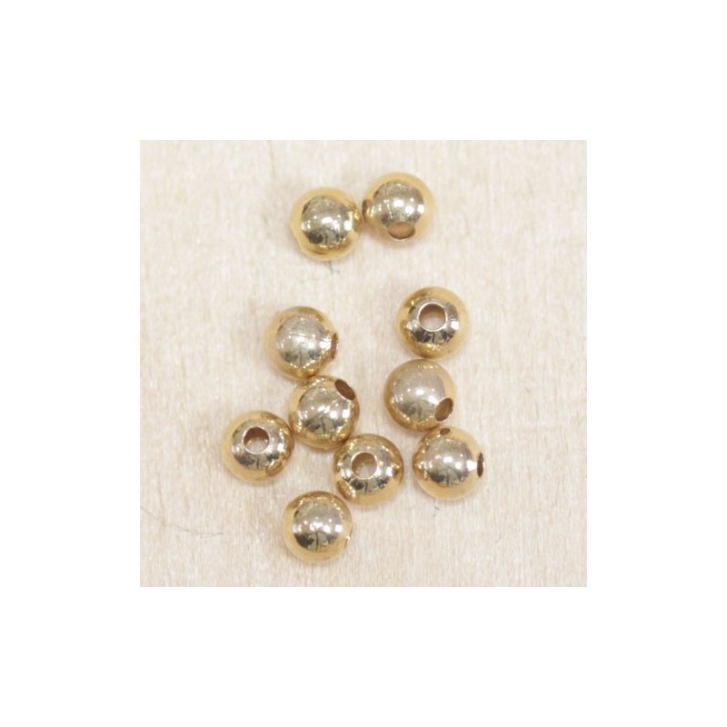 Perles métal - Rondes 008 - 3mm - Doré - Lot de 10