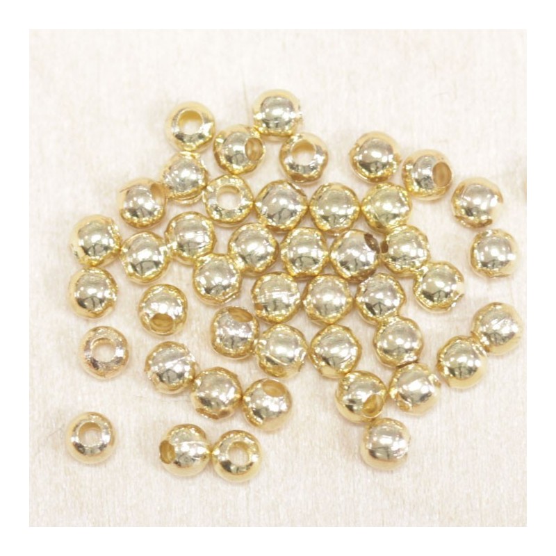 Perles métal - Rondes 008 - 3mm - Doré - Lot de 100