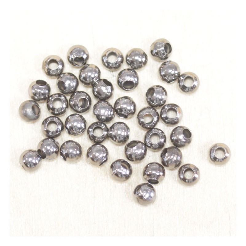 Perles métal - Rondes 010 - 3mm - Hématite - Lot de 100