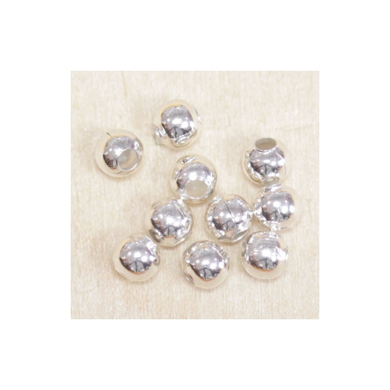 Perles métal - Rondes 013 - 4mm - Argenté - Lot de 10
