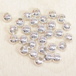 Perles métal - Rondes 013 - 4mm - Argenté - Lot de 100