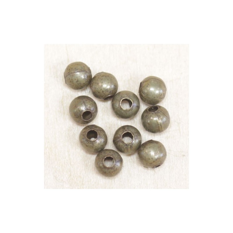 Perles métal - Rondes 012 - 4mm - Bronze - Lot de 10