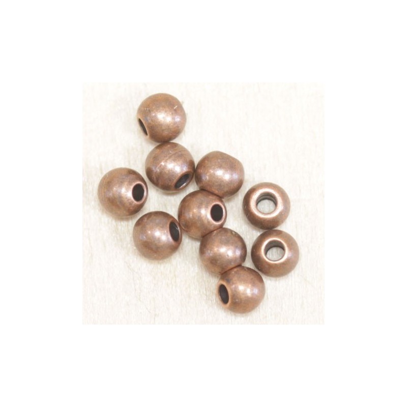 Perles métal - Rondes 015 - 4mm - Cuivré - Lot de 10