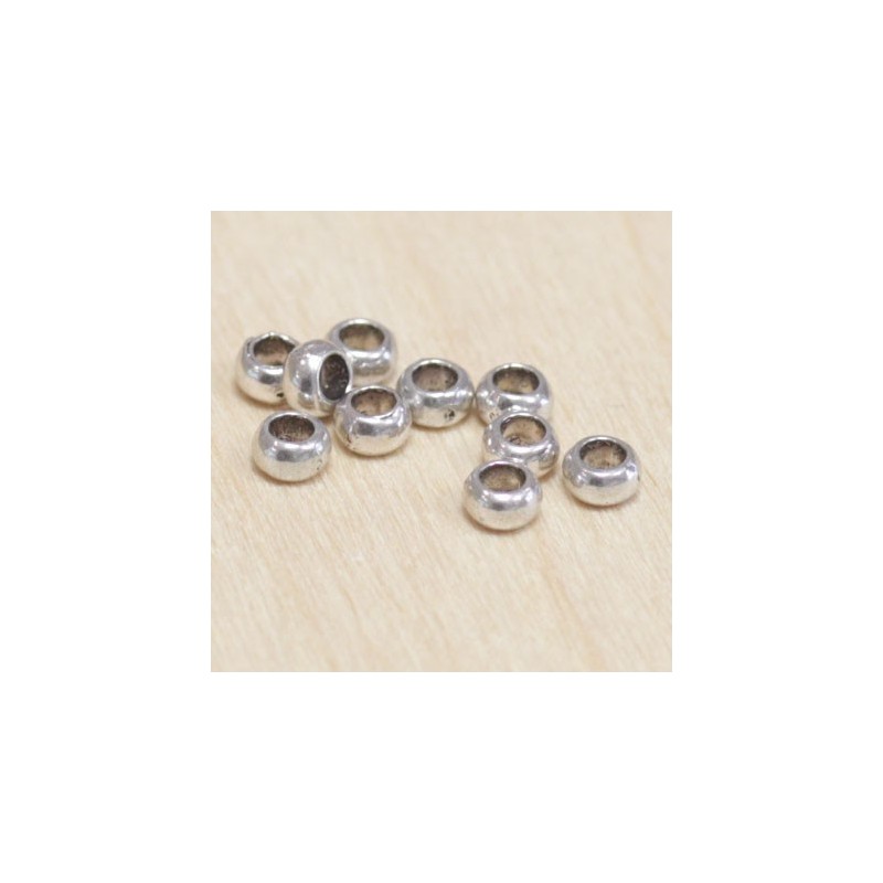 Perles métal - Rondelles 030 - 5x3mm - Argenté foncé - Lot de 10