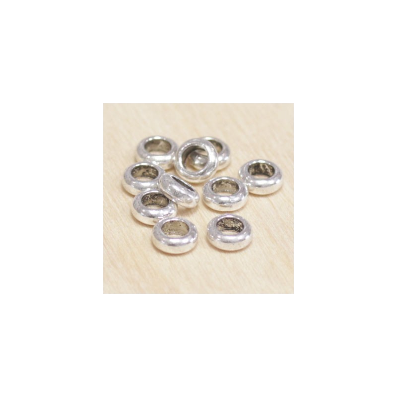Perles métal - Rondelles 036 - 6x1,5mm - Argenté foncé - Lot de 10