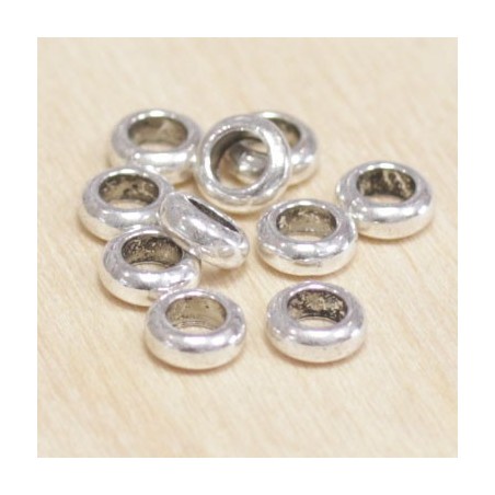 Perles métal - Rondelles 036 - 6x1,5mm - Argenté foncé - Lot de 10