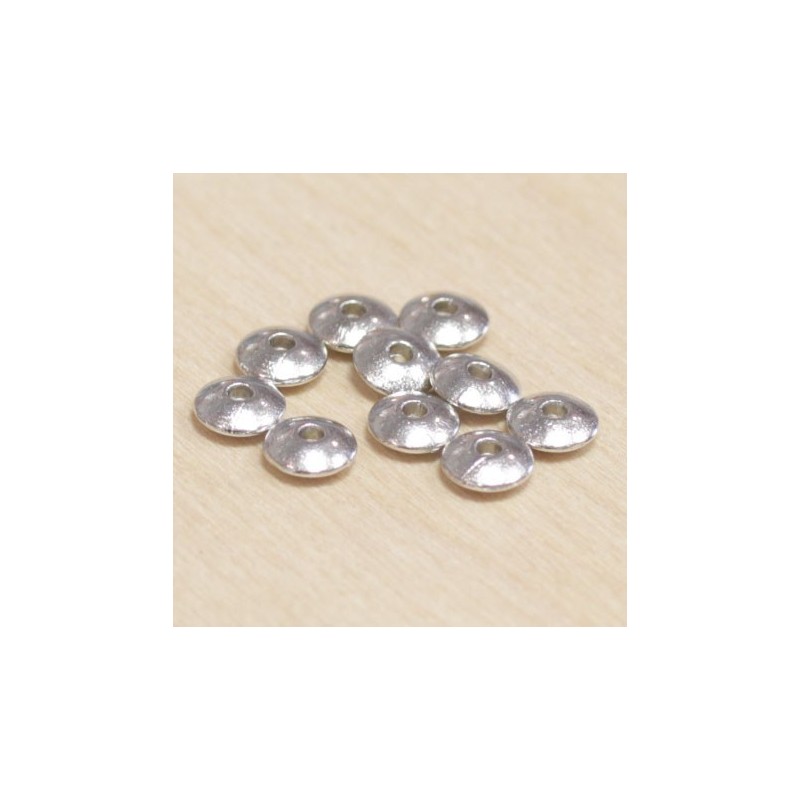 Perles métal - Rondelles 040 - 6x2mm - Argenté foncé - Lot de 10