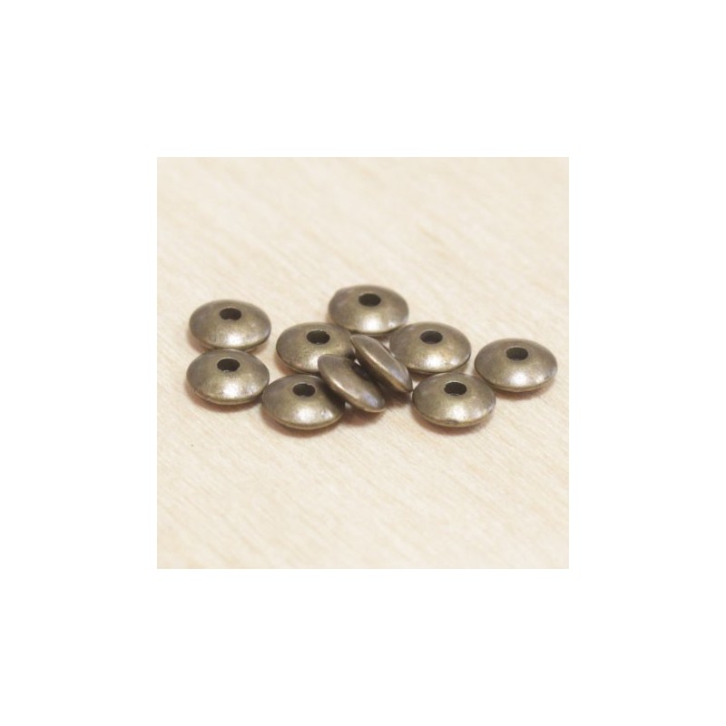 Perles métal - Rondelles 041 - 6x2mm - Bronze - Lot de 10