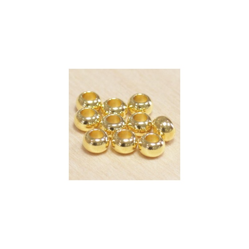Perles métal - Rondelles bombées 034 - 6x4mm - Doré - Lot de 10