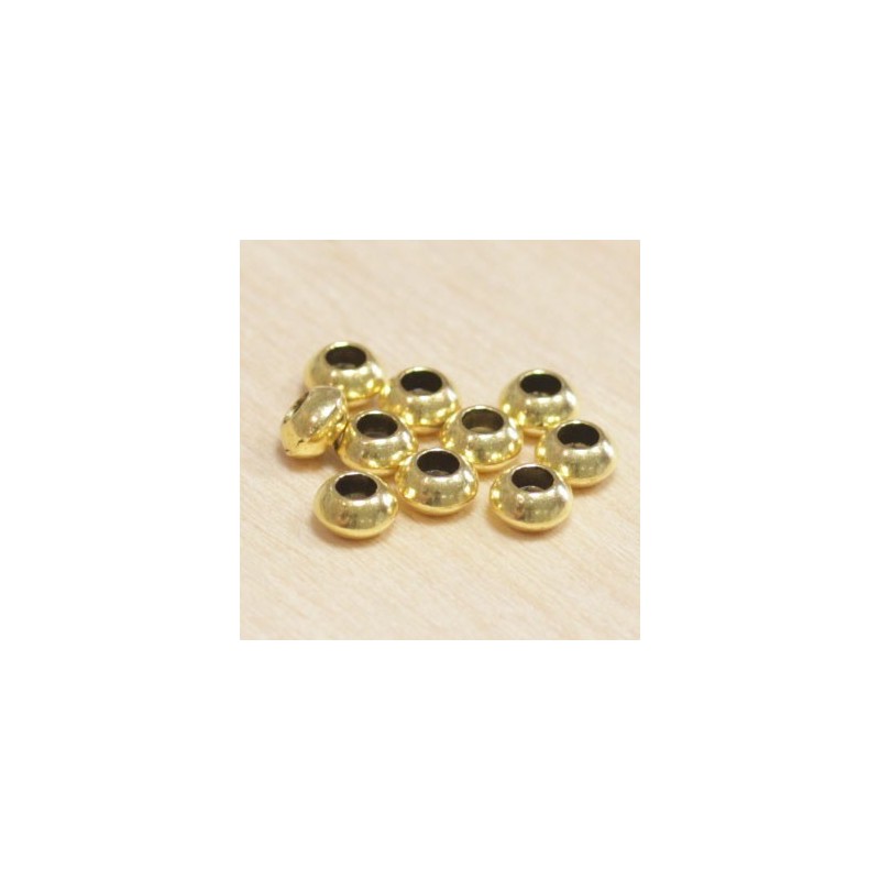 Perles métal - Rondelles bombées 032 - 5x3mm - Argenté foncé - Lot de 10