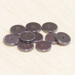 Perles métal - Rondelles - 6x1mm - Hématite - Lot de 10