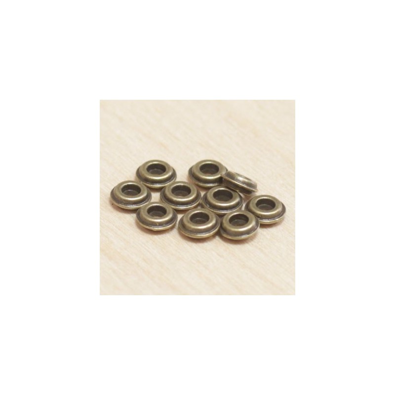 Perles métal - Rondelles - Disque 035 - 6x2mm - Bronze - Lot de 10