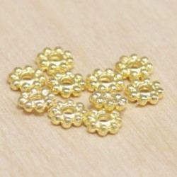 Perles métal - Rondelles - Fleur - 6x1mm 008 - Doré - Lot de 10