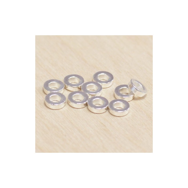 Perles métal - Rondelles - Lisse 039 - 6x2mm - Argenté - Lot de 10