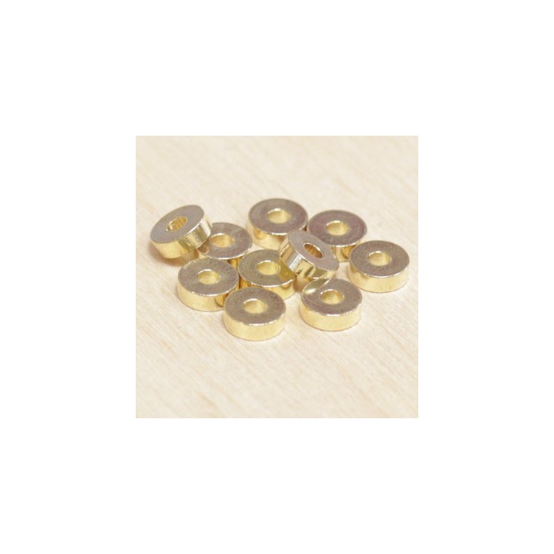 Perles métal - Rondelles - Lisse 038 - 6x2mm - Doré - Lot de 10