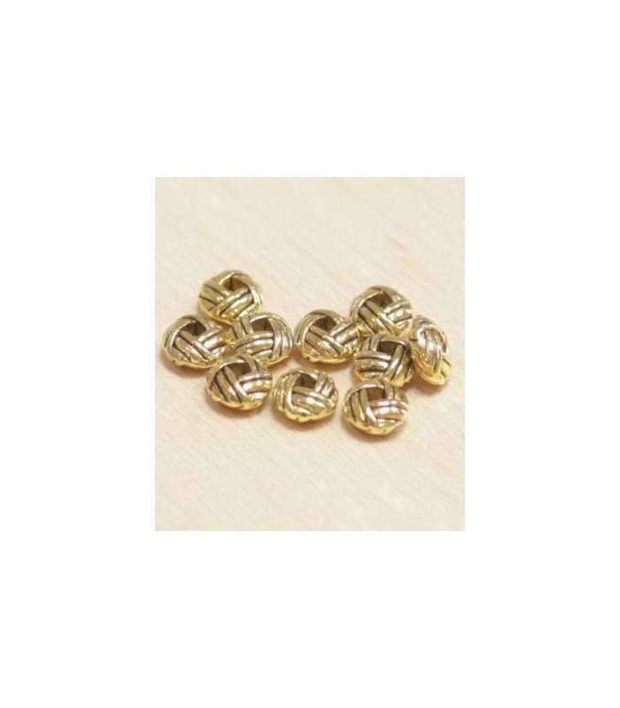 Perles métal - Rondelles - Noeuds 022 - 7x3mm - Doré - Lot de 10