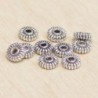 Perles métal - Rondelles striées 011 - 5x1mm - Argenté foncé - Lot de 10