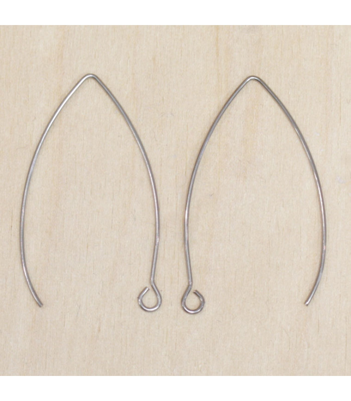 Boucles d'oreilles Grands Hameçons en Acier Inoxydable 40mm - Argenté Foncé - La Paire