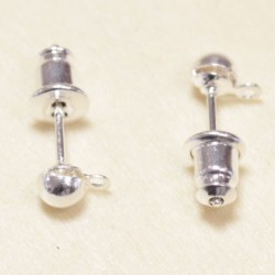 Boucles d'oreilles Puces en Acier Inoxydable 4mm- Argenté Foncé - La Paire