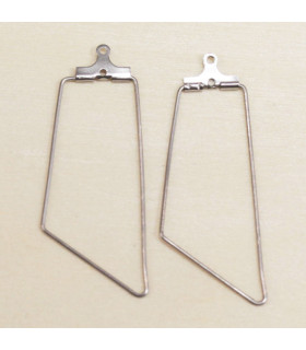 Supports Boucles d'Oreilles en Acier Inoxydable Trapèzes 48x21mm - Argenté Foncé - La Paire