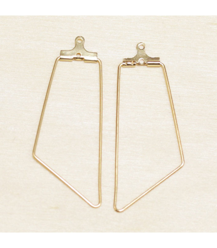 Supports Boucles d'Oreilles en Acier Inoxydable Trapèzes 48x21mm - Doré - La Paire