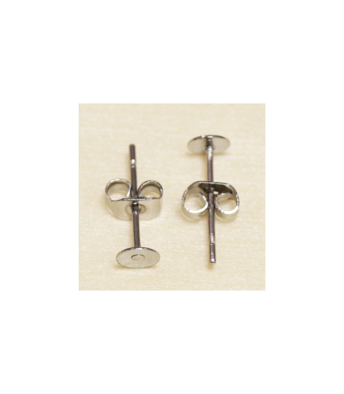 Boucles d'oreilles Puces en Acier Inoxydable Plateau 4mm- Argenté Foncé - La Paire