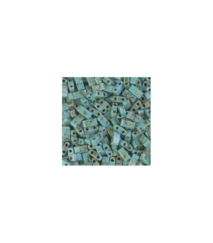 MHTL-4514 Miyuki Half Tila 5x2,3mm - Opaque Picasso Turquoise Blue - 5g