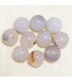 Perles en pierre naturelle ou Gemme - Agate Teintée Blanc - 10mm - Lot de 10 perles