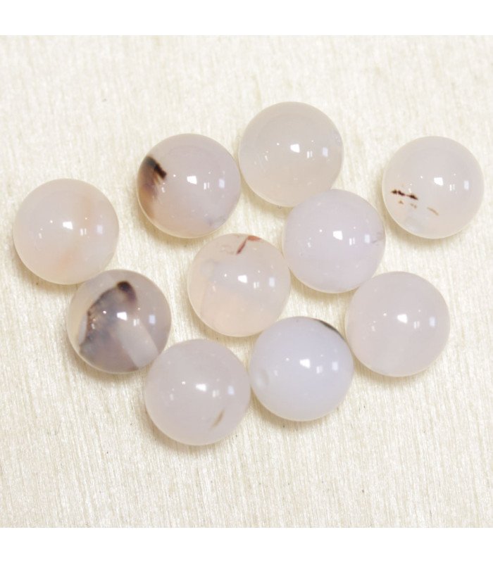 Perles en pierre naturelle ou Gemme - Agate Teintée Blanc - 8mm - Lot de 10 perles