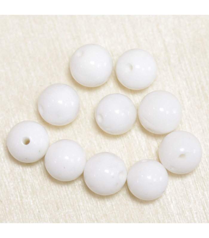 Perles rondes de bénitier - 6mm - Lot de 10 perles - Pierre naturelle ou Gemme