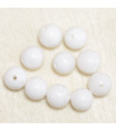 Perles rondes de bénitier - 6mm - Lot de 10 perles - Pierre naturelle ou Gemme