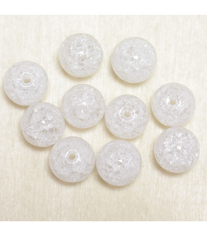 Perles en pierre naturelle ou Gemme - Cristal Roche Craquelé - 10mm - Lot de 10 perles