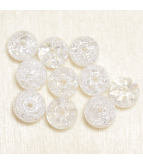 Perles en pierre naturelle ou Gemme - Cristal Roche Craquelé - 6mm - Lot de 10 perles