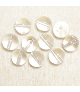 Perles en pierre naturelle ou Gemme - Cristal Roche - 8mm - Lot de 10 perles