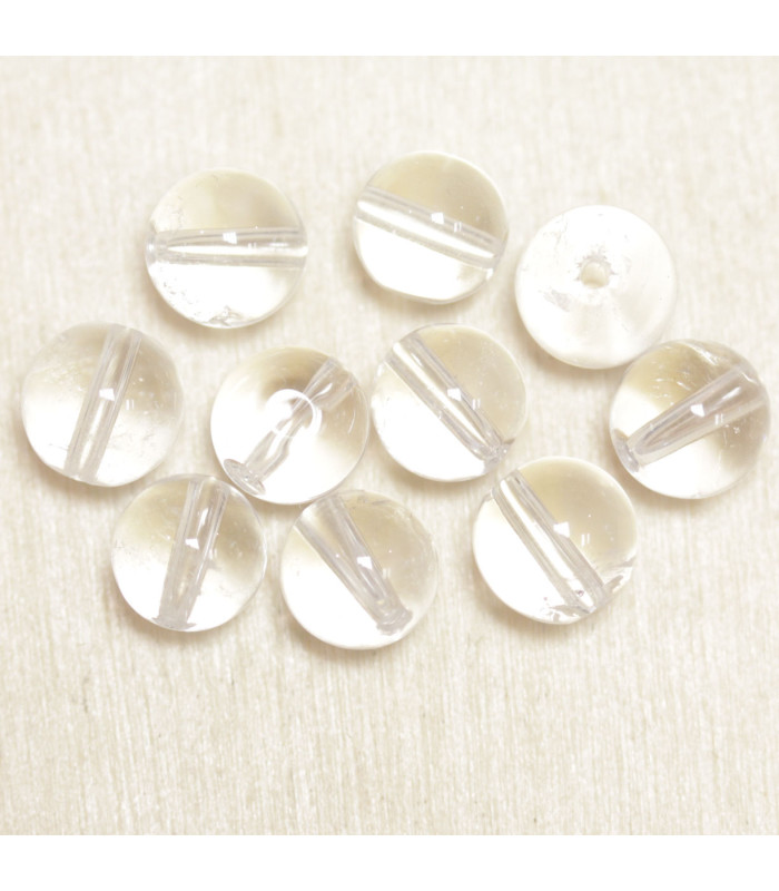 Perles en pierre naturelle ou Gemme - Cristal Roche - 8mm - Lot de 10 perles