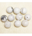 Perles rondes en Howlite - 10mm - Lot de 10 perles - Pierre naturelle ou Gemme