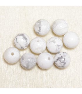 Perles rondes en Howlite - 4mm - Lot de 10 perles - Pierre naturelle ou Gemme
