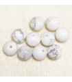Perles rondes en Howlite - 4mm - Lot de 10 perles - Pierre naturelle ou Gemme
