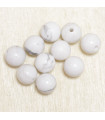 Perles rondes en Howlite - 6mm - Lot de 10 perles - Pierre naturelle ou Gemme