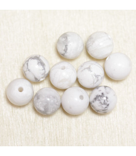 Perles en pierre naturelle ou Gemme - Howlite - 8mm - Lot de 10 perles