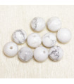 Perles rondes en Howlite - 8mm - Lot de 10 perles - Pierre naturelle ou Gemme