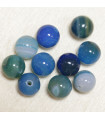 Perles en pierre naturelle ou Gemme - Agate Bleu Teintée - 10mm - Lot de 10 perles