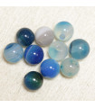 Perles en pierre naturelle ou Gemme - Agate Bleu Teintée - 6mm - Lot de 10 perles