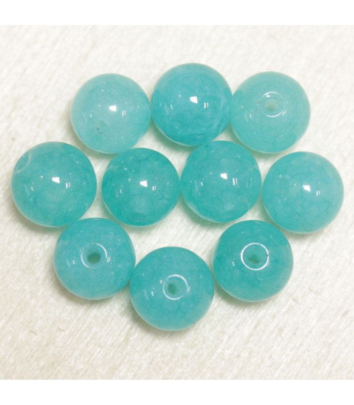 Perles rondes en Amazonite - 8mm - Lot de 10 perles - Pierre naturelle ou Gemme