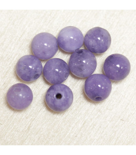Perles rondes en Angélite - 10mm - Lot de 10 perles - Pierre naturelle ou Gemme