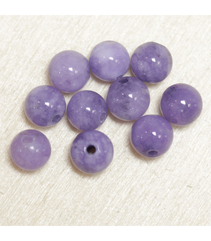 Perles rondes en Angélite - 6mm - Lot de 10 perles - Pierre naturelle ou Gemme