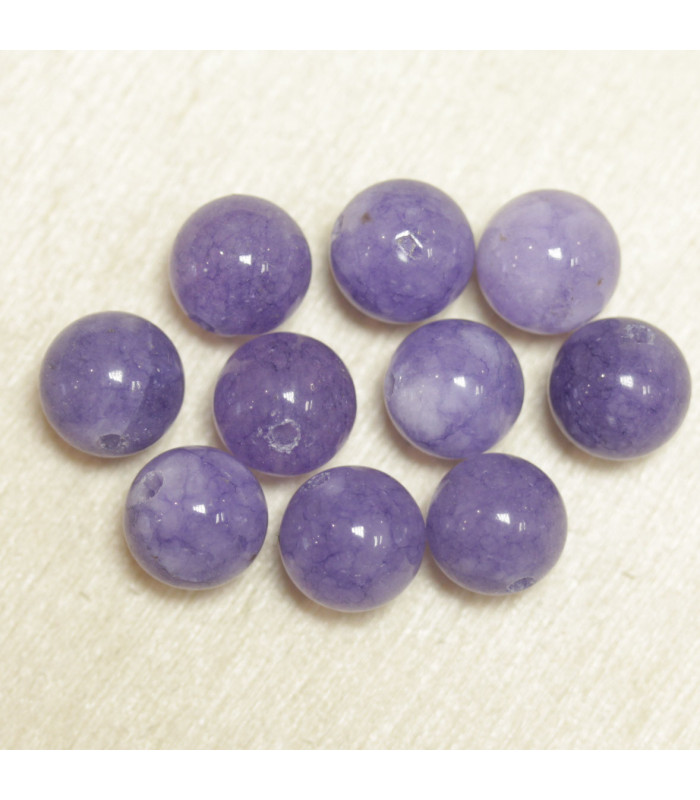 Perles rondes en Angélite - 8mm - Lot de 10 perles - Pierre naturelle ou Gemme