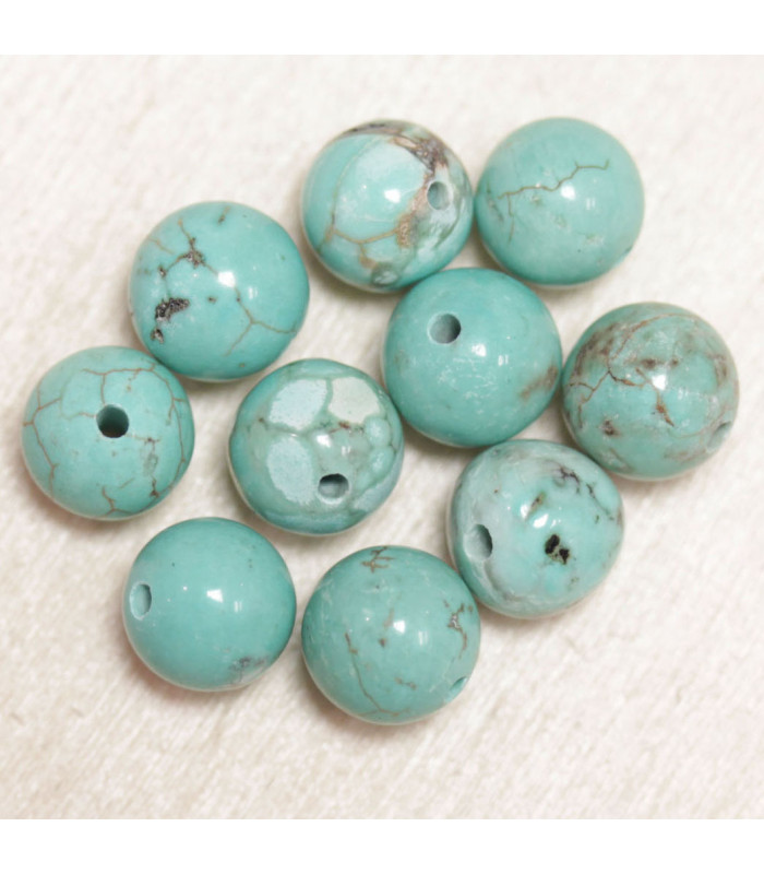 Perles en pierre naturelle ou Gemme - Howlite Teintée - 8mm - Lot de 10 perles