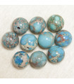 Perles en pierre naturelle ou Gemme - Jaspe Impression Bleu Turquoise - 10mm - Lot de 10 perles